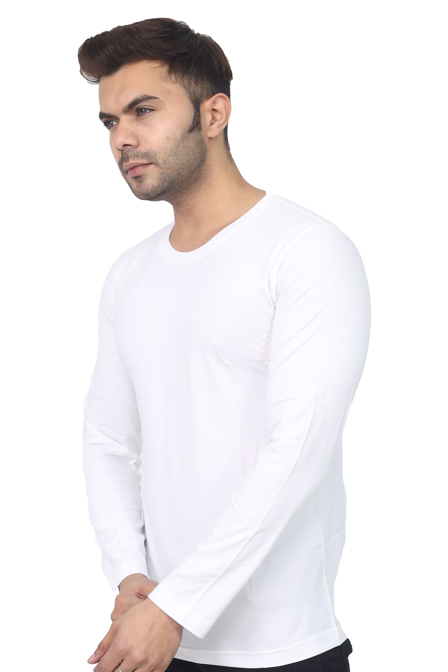 Stylintellect Full Sleeves Plain Round Neck T-shirt | Premium Quality Bio-wash Tees