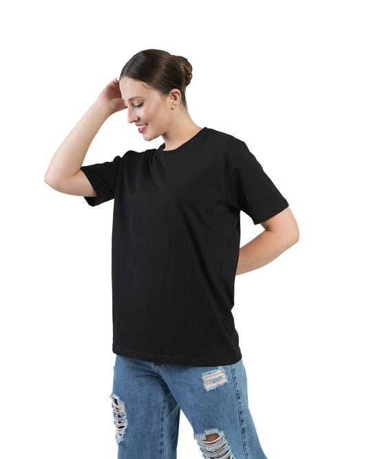 Stylintellect Women's Black Crew Neck T-shirt