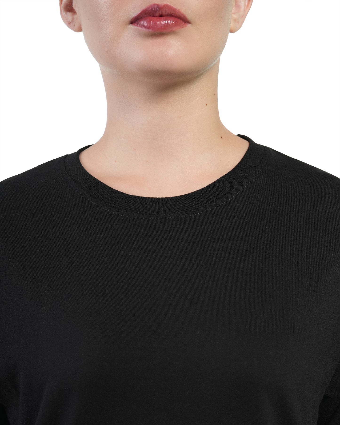 Stylintellect Women's Black Crew Neck T-shirt | Regular Fit