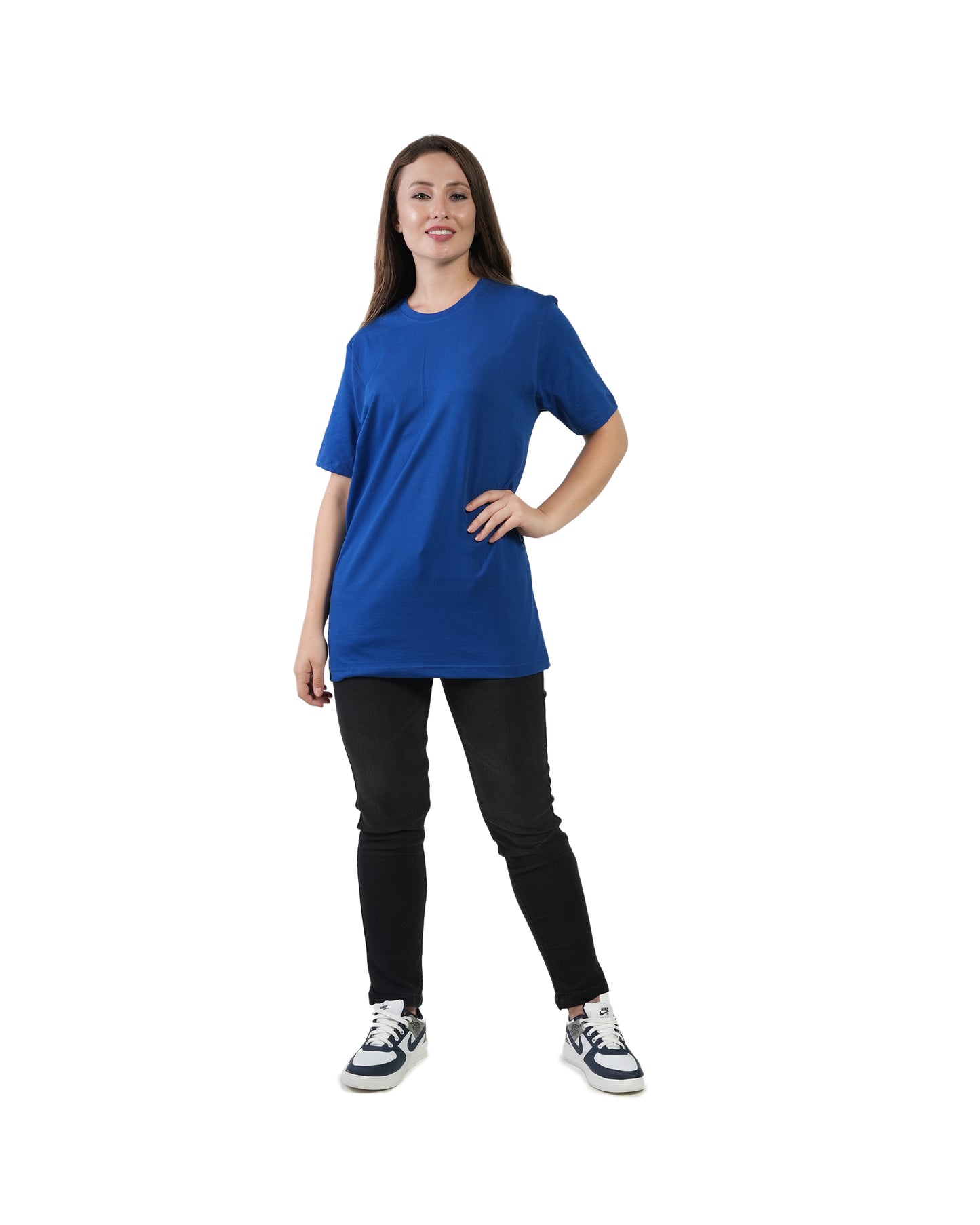 Stylintellect Women's Royal Blue Crew Neck T-shirt | Regular Fit