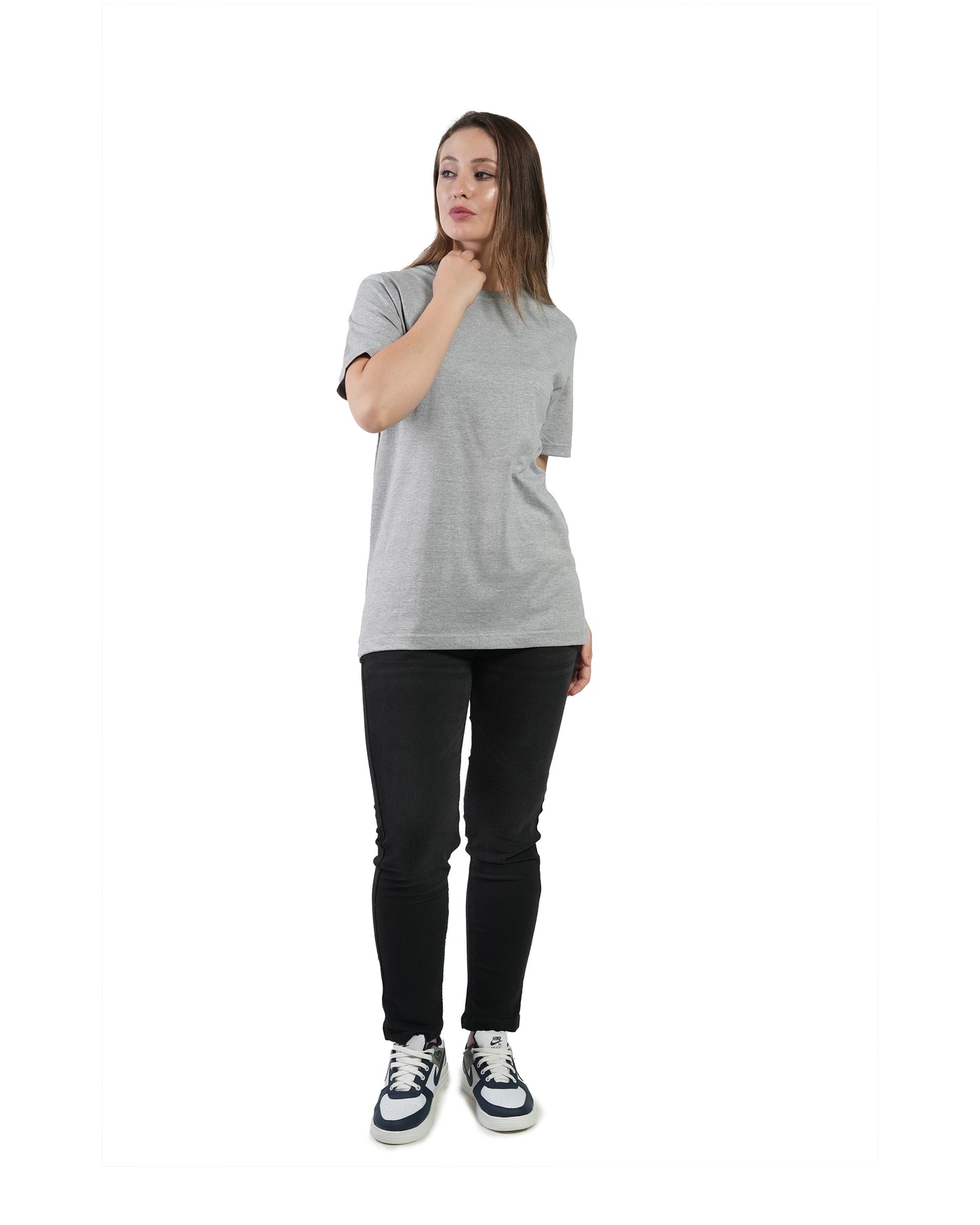 Stylintellect Women's Grey Crew Neck T-shirt | Regular Fit