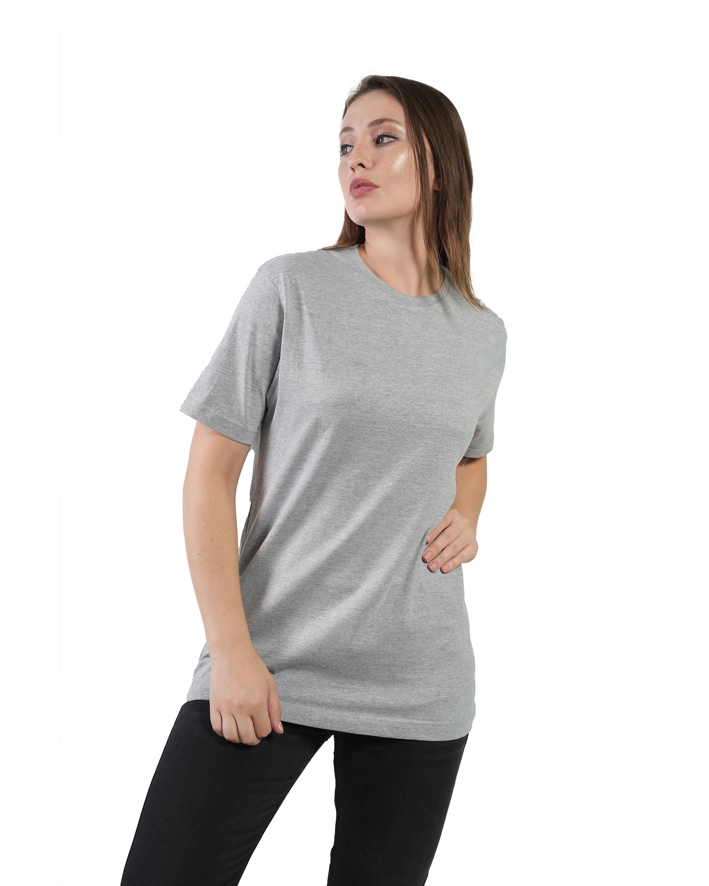 Stylintellect Women's Grey Crew Neck T-shirt | Regular Fit