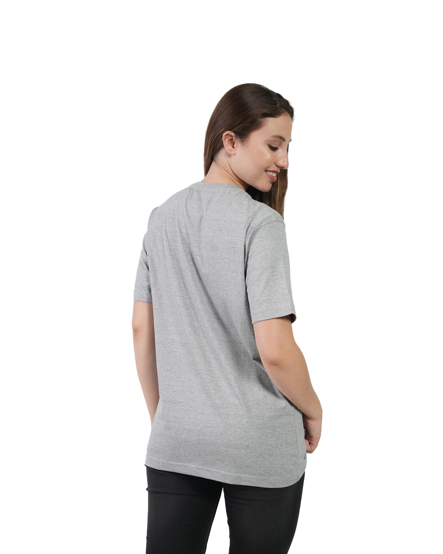 Stylintellect Women's Grey Crew Neck T-shirt | Regular Fit