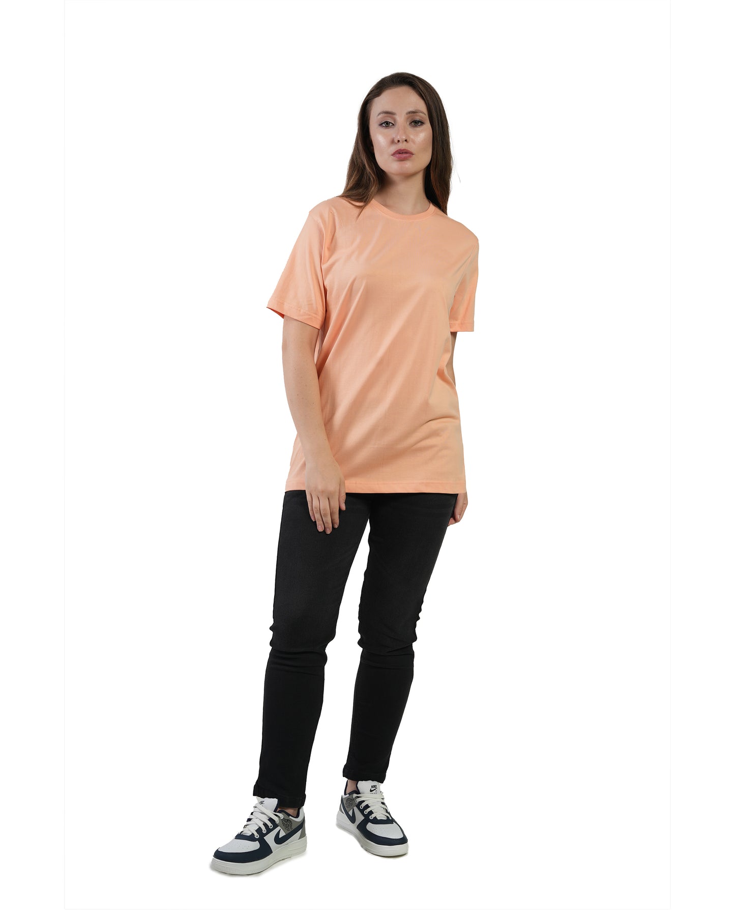 Stylintellect Women's Peach Crew Neck T-shirt | Regular Fit