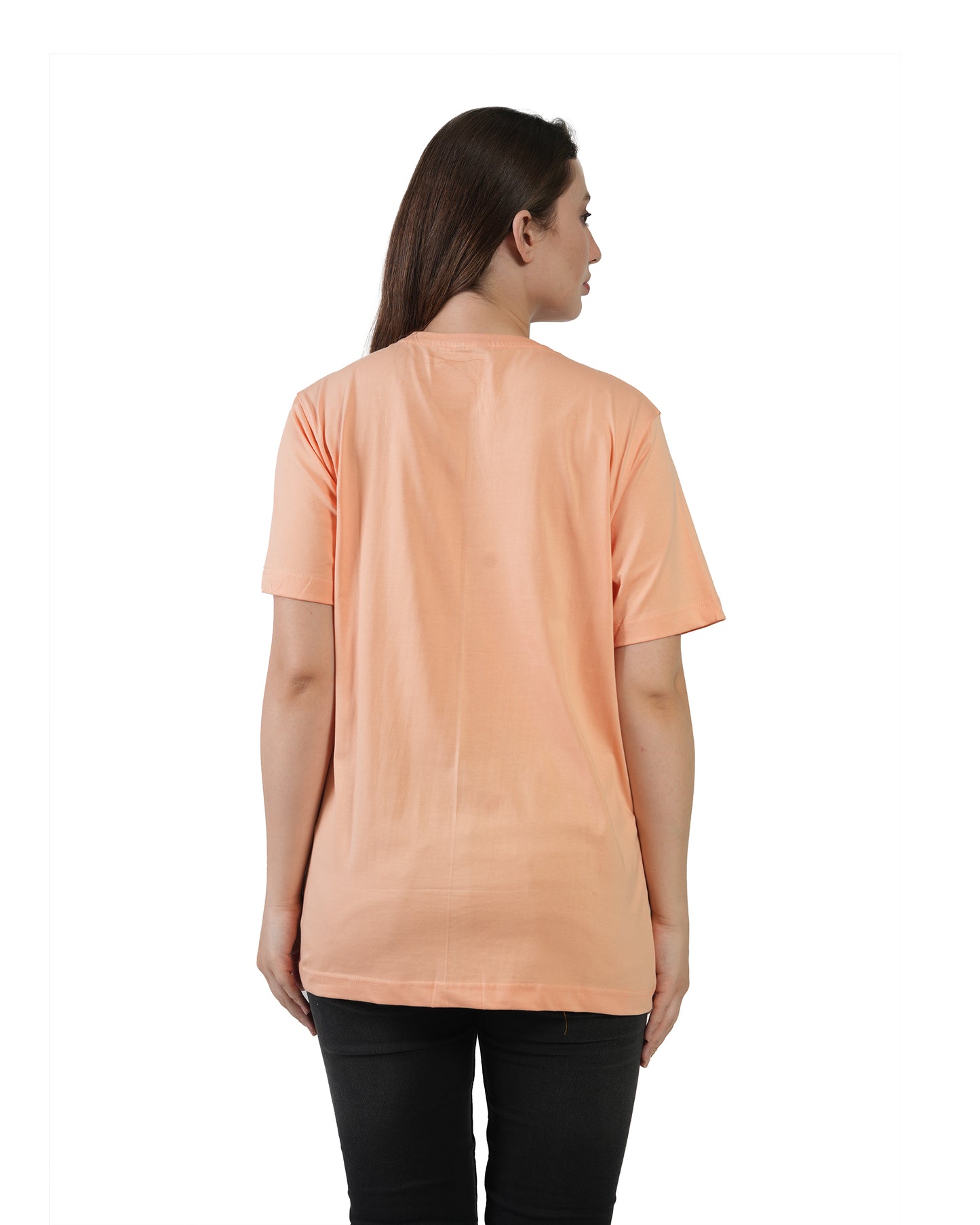 Stylintellect Women's Peach Crew Neck T-shirt | Regular Fit