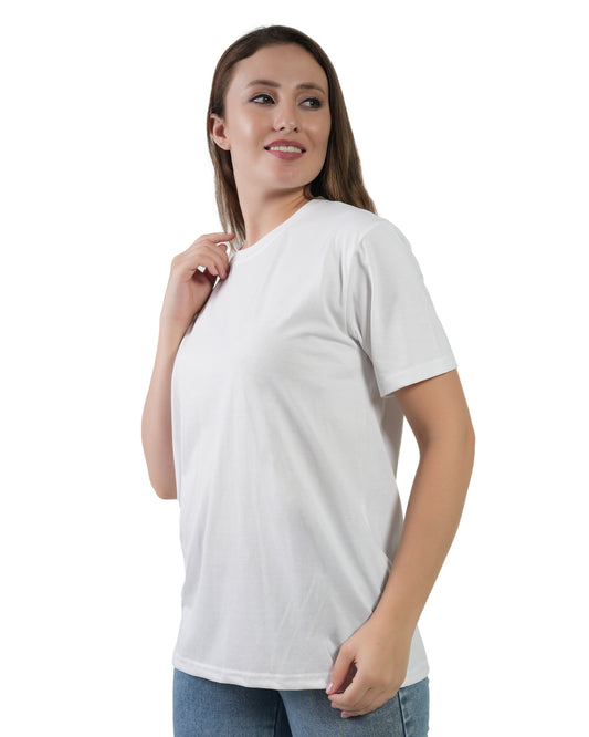 Stylintellect Women's White Crew Neck T-shirt