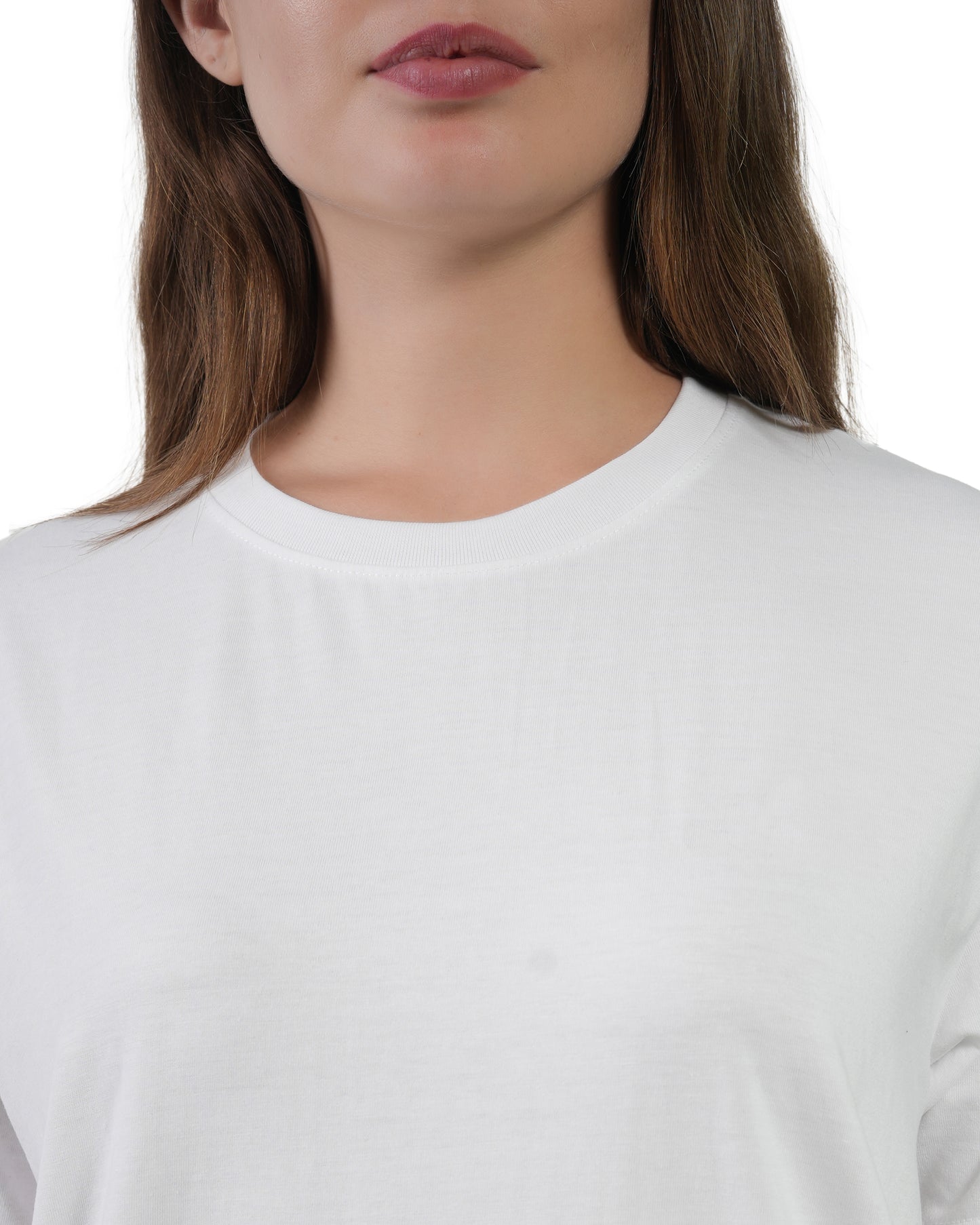 Stylintellect Women's White Crew Neck T-shirt | Regular Fit