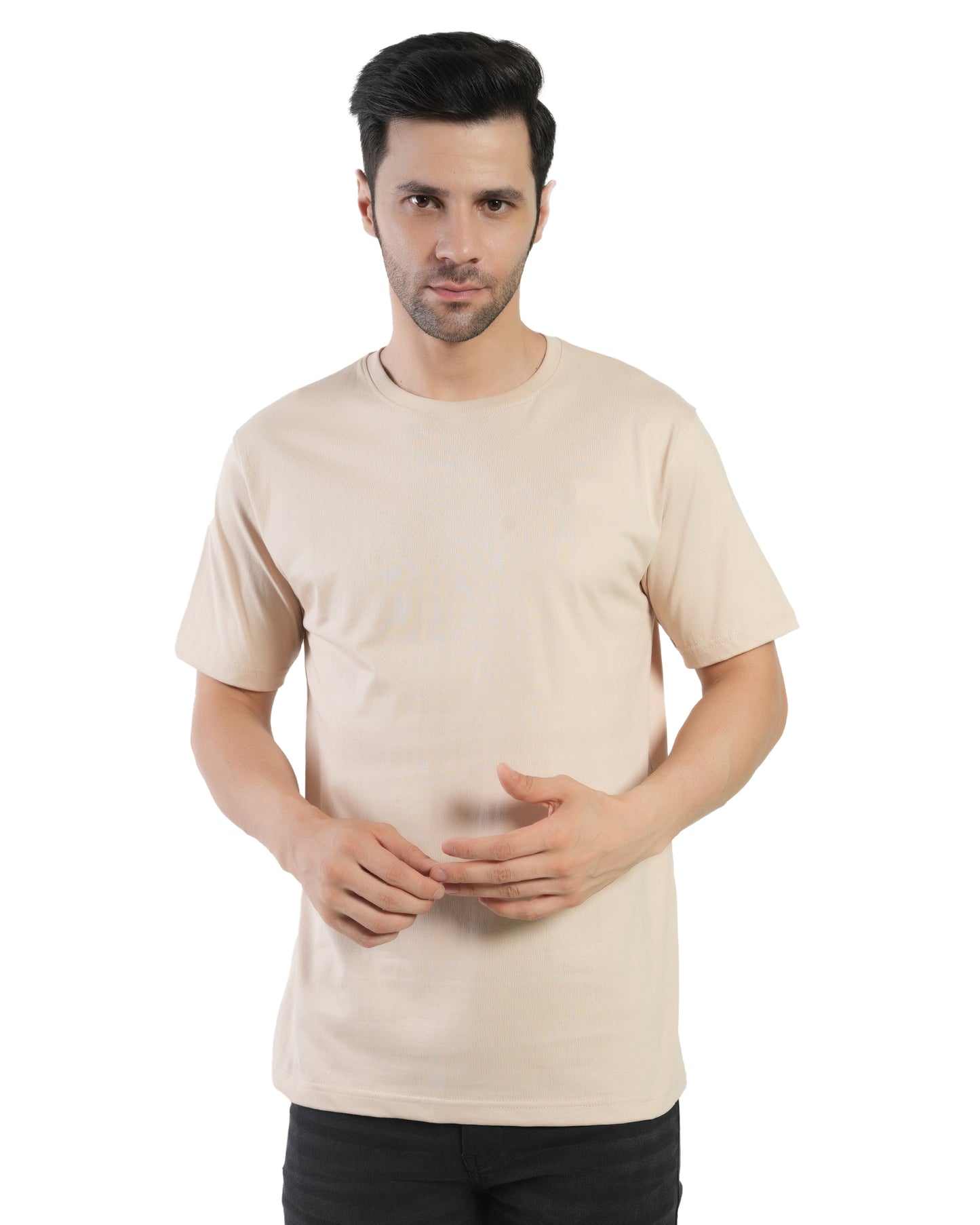 Stylintellect Cream Crew Neck T-shirt | UNISEX | Regular Fit