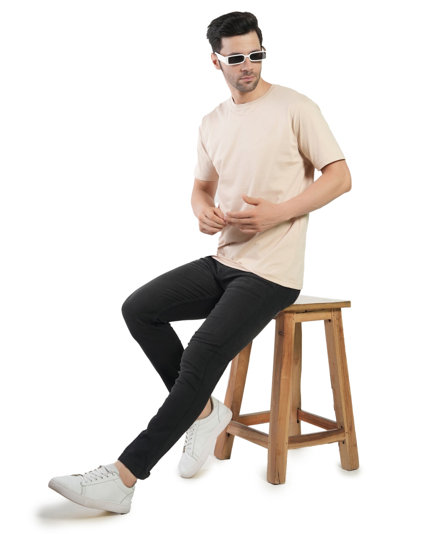 Stylintellect Cream Crew Neck T-shirt | UNISEX | Regular Fit