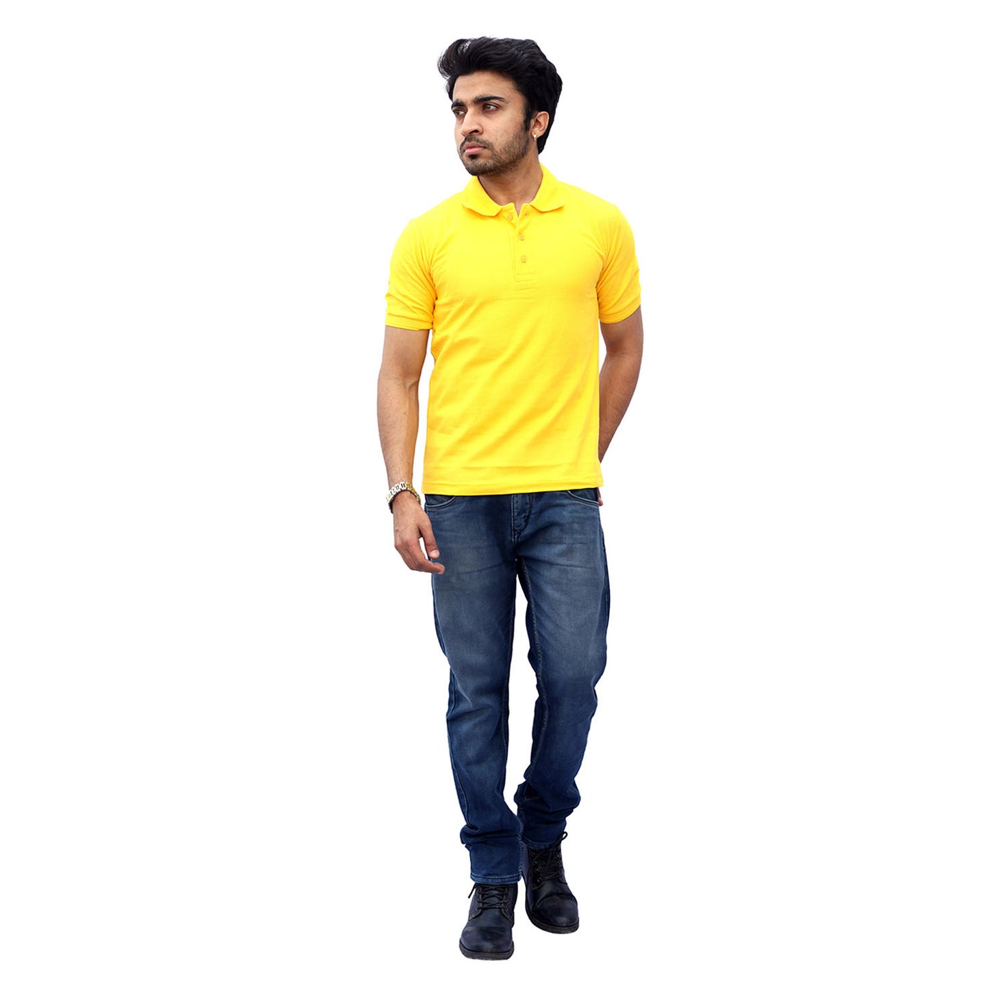 Stylintellect Yellow Cotton Polo T-shirt | UNISEX