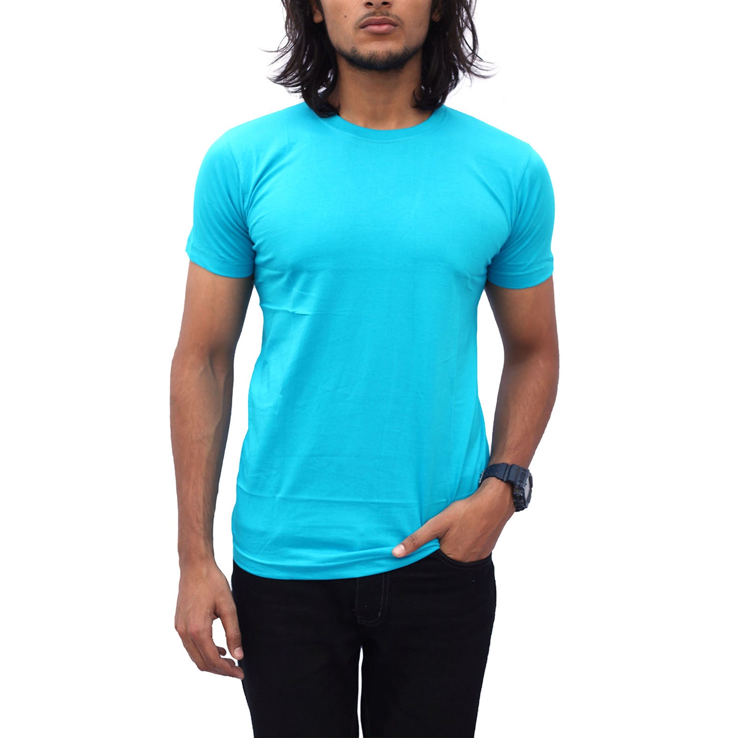 Stylintellect Sky Blue Crew Neck T-shirt