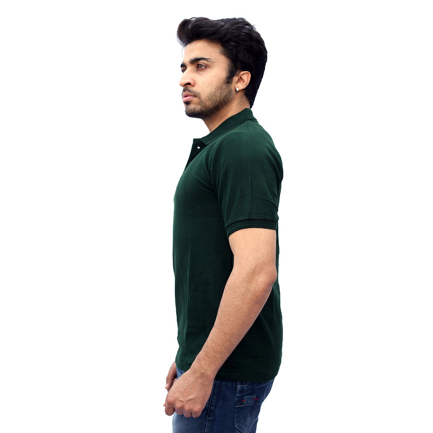 Stylintellect Bottle Green Cotton Polo T-shirt | UNISEX