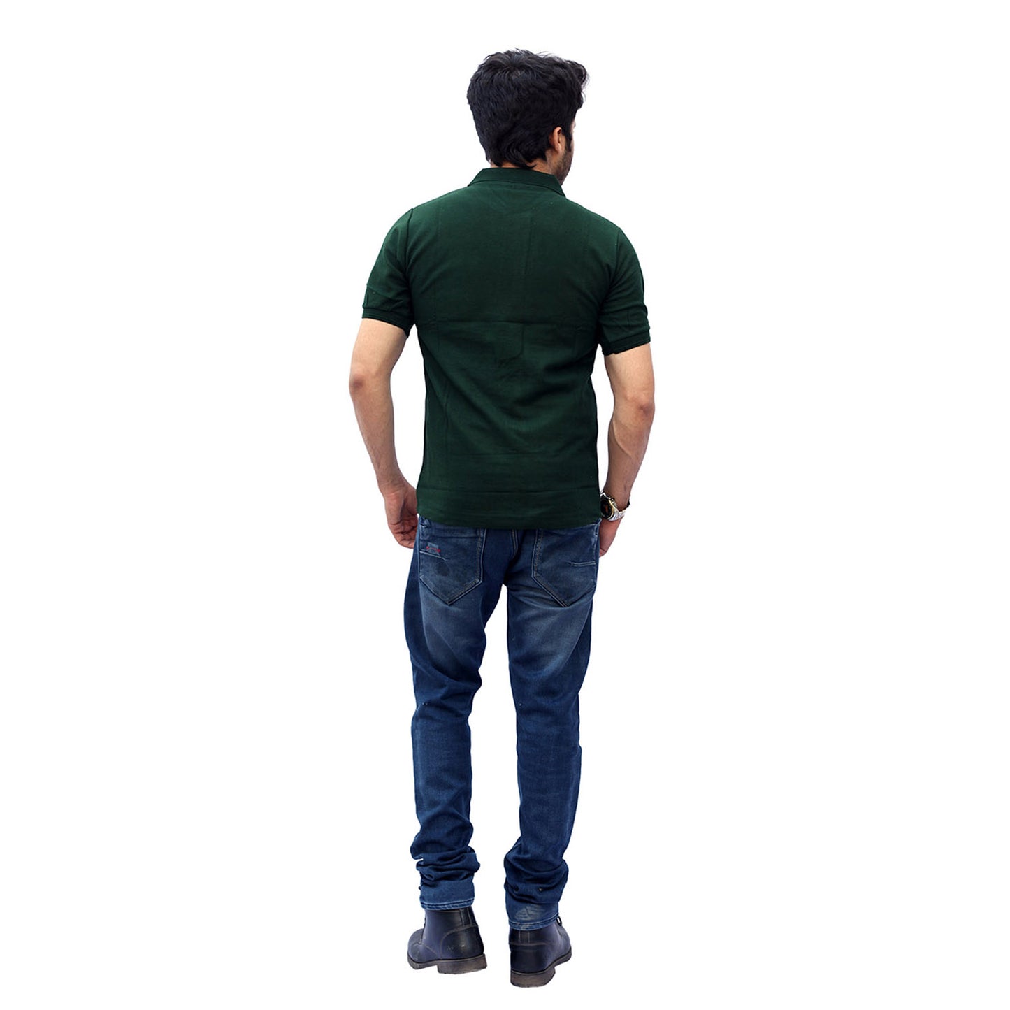 Stylintellect Bottle Green Cotton Polo T-shirt | UNISEX