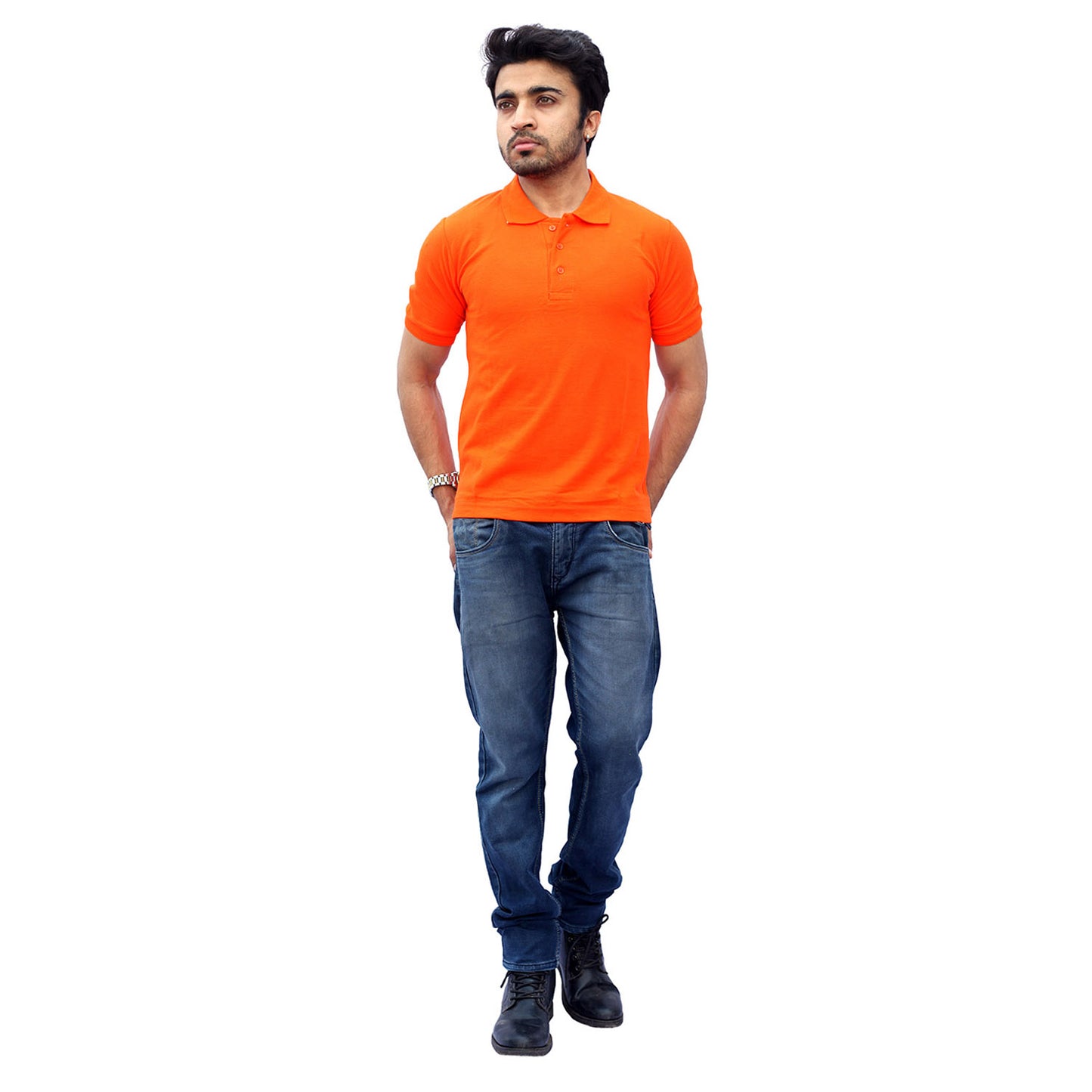 Stylintellect Orange Cotton Polo T-shirt | UNISEX