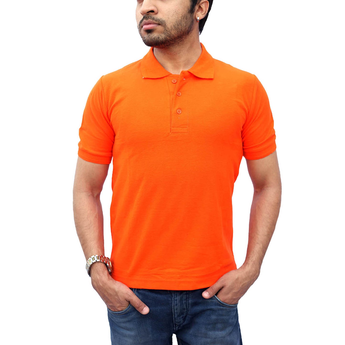 Stylintellect Orange Cotton Polo T-shirt | UNISEX
