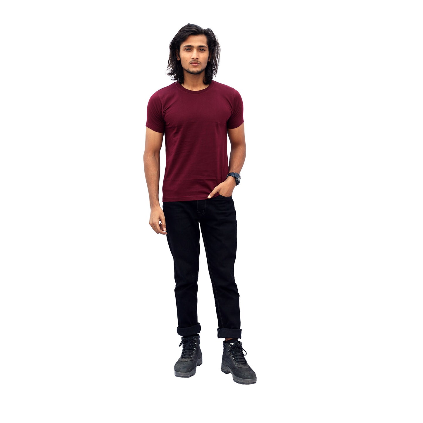 Stylintellect Maroon Crew Neck T-shirt | UNISEX | Regular Fit