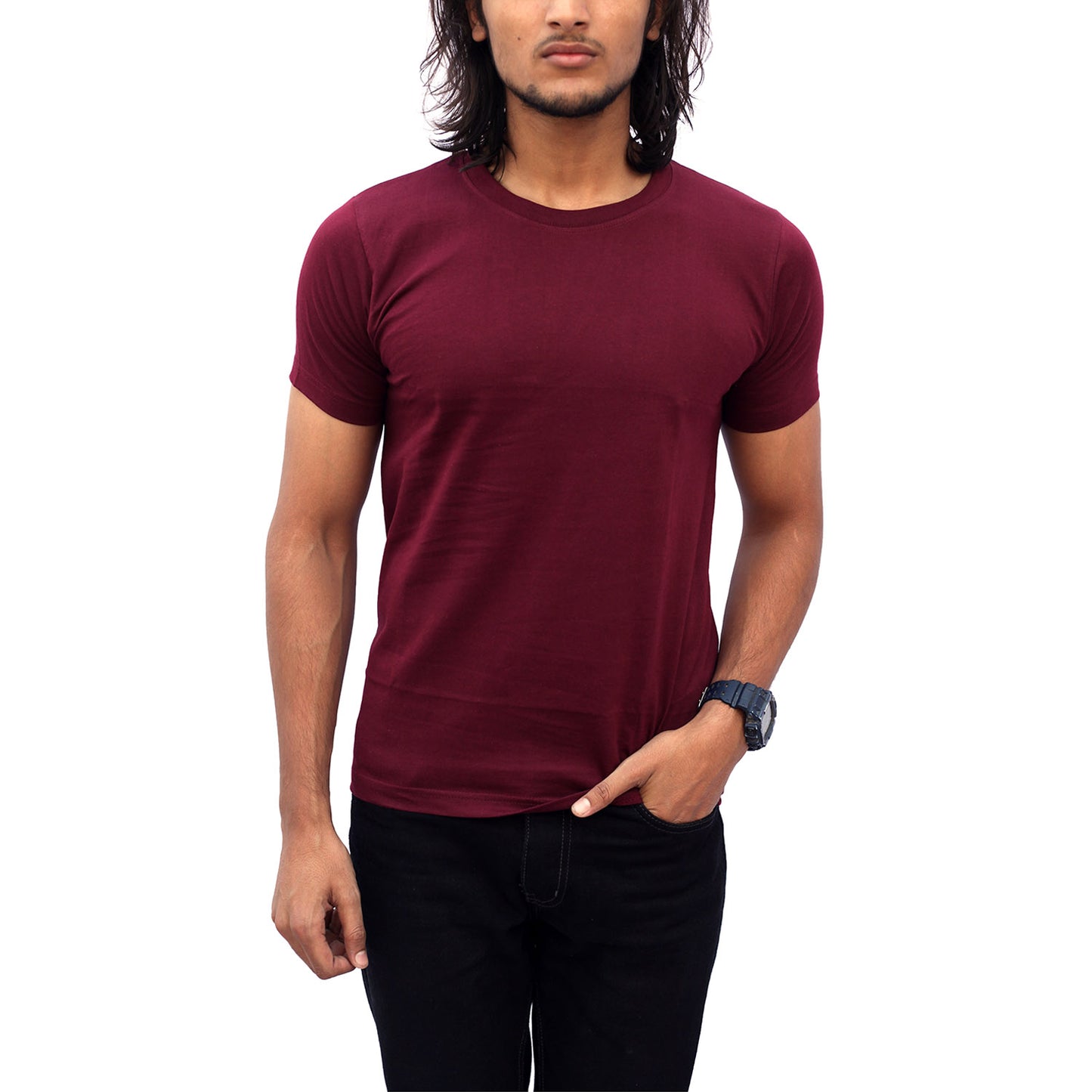 Stylintellect Maroon Crew Neck T-shirt | UNISEX | Regular Fit