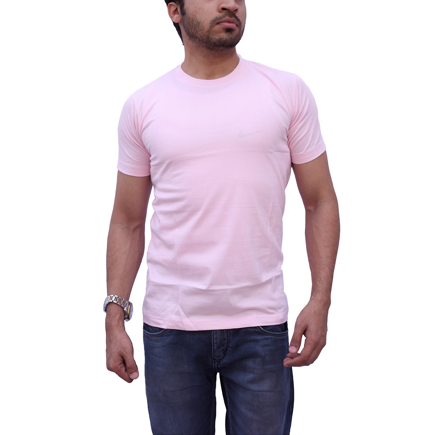Stylintellect Baby Pink Crew Neck T-shirt