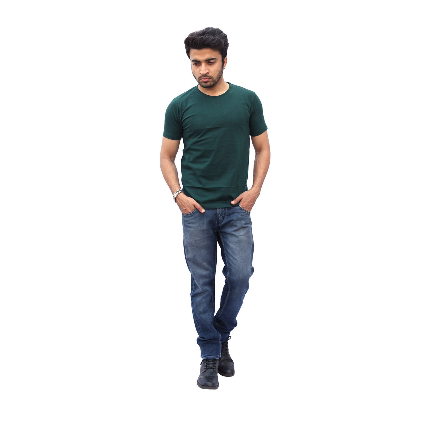 Stylintellect Bottle Green Crew Neck T-shirt | UNISEX | Regular Fit