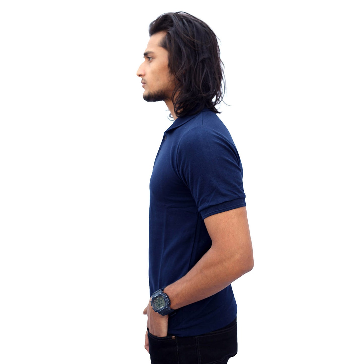 Stylintellect Navy Blue Cotton Polo T-shirt | UNISEX