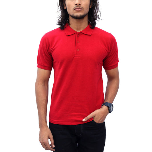 Stylintellect Red Cotton Polo T-shirt | UNISEX