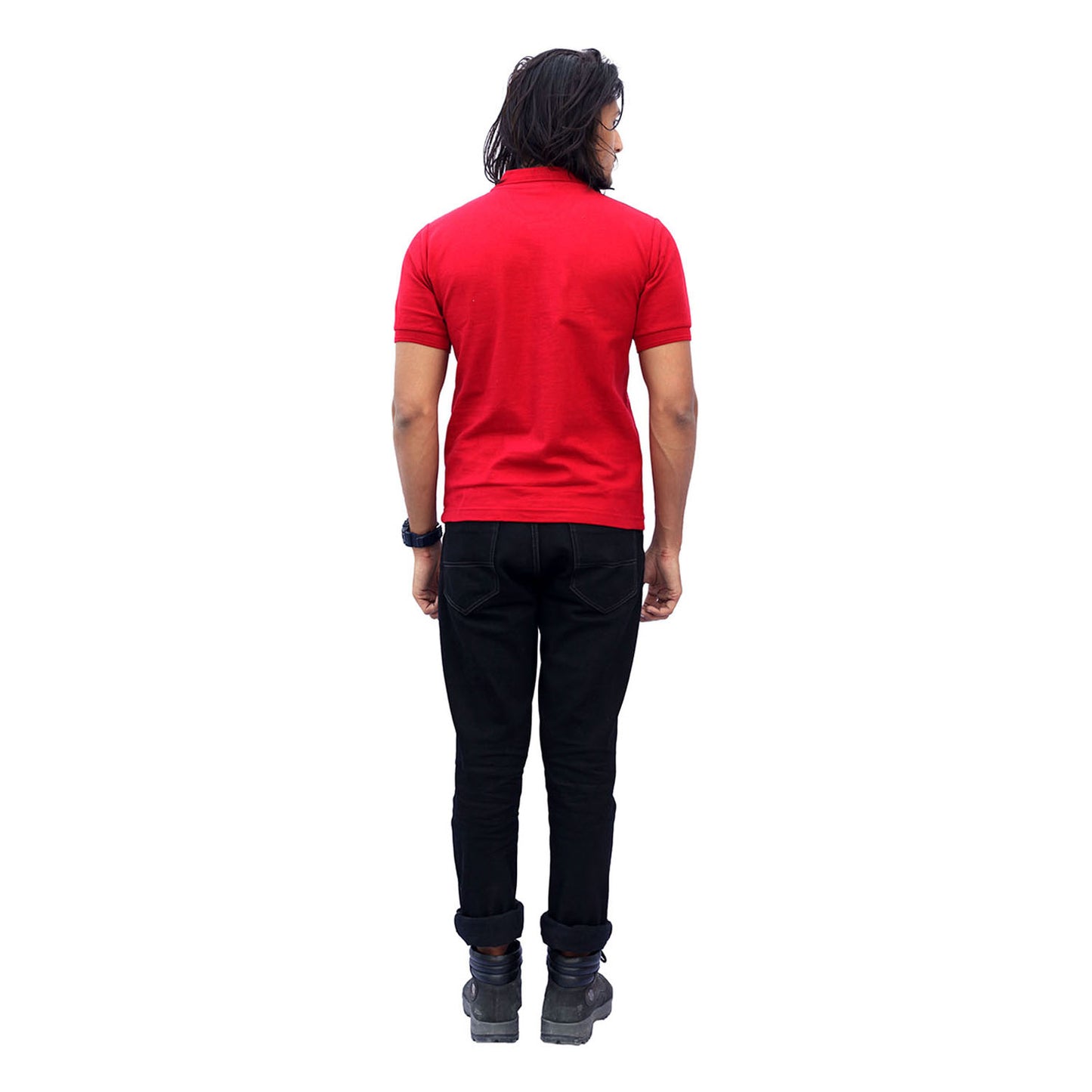 Stylintellect Red Cotton Polo T-shirt | UNISEX