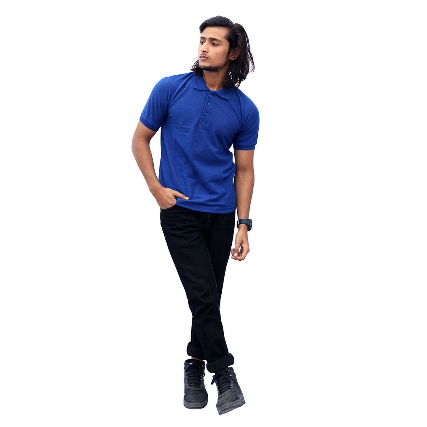Stylintellect Royal Blue Cotton Polo T-shirt | UNISEX