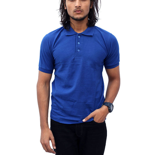 Stylintellect Royal Blue Cotton Polo T-shirt | UNISEX