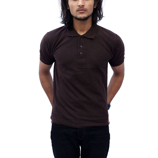 Stylintellect Coffee Cotton Polo T-shirt | UNISEX