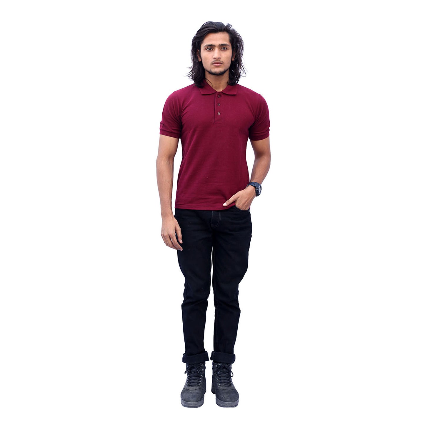 Stylintellect Maroon Polo T-shirt | UNISEX