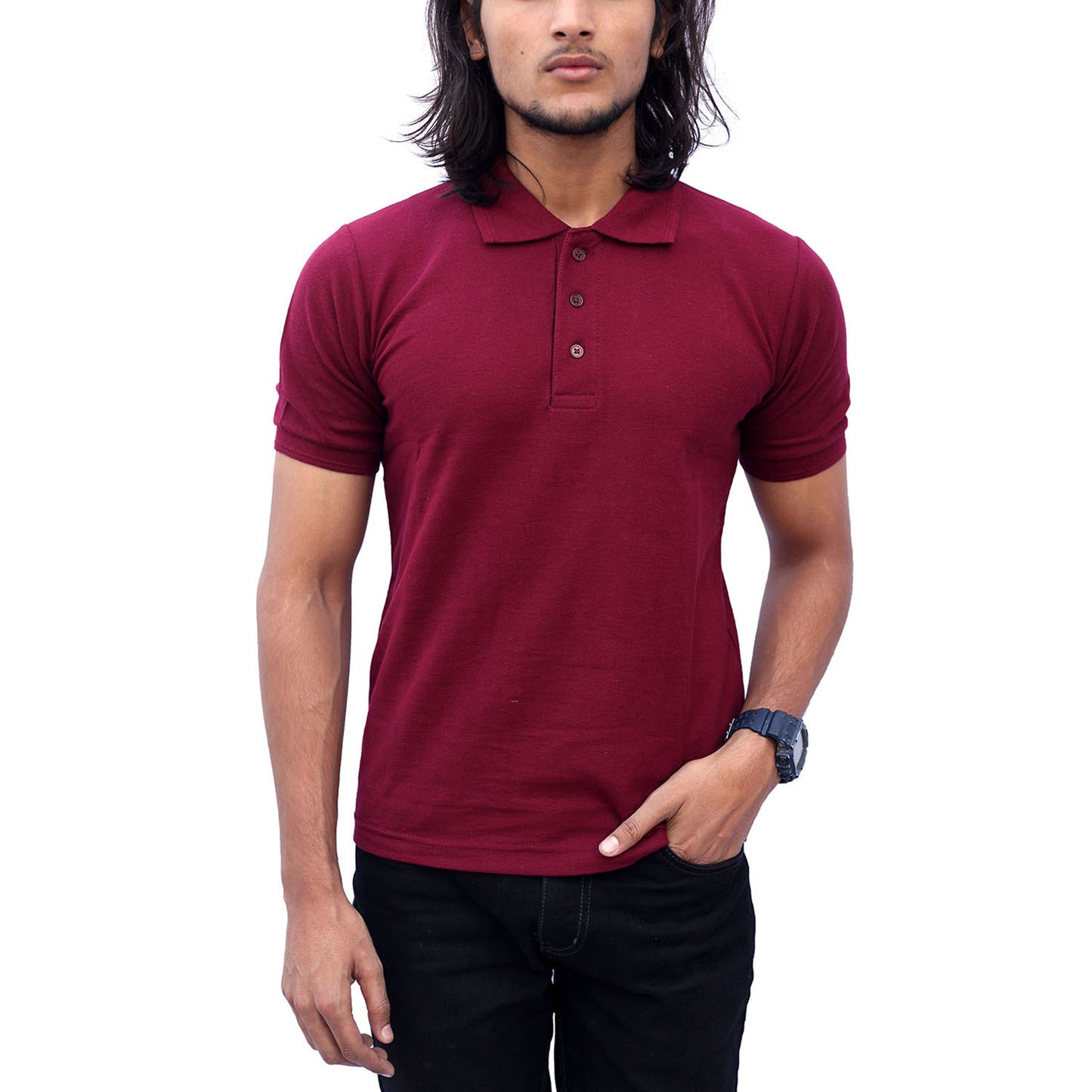 Stylintellect Maroon Polo T-shirt | UNISEX