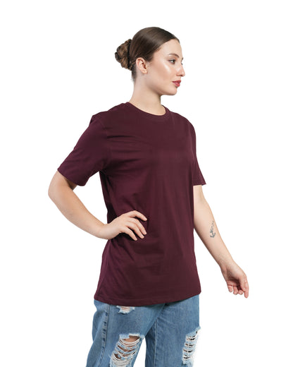 Stylintellect Women's Maroon Crew Neck T-shirt | Regular Fit