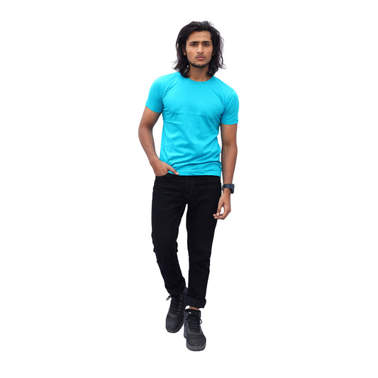 Stylintellect Sky Blue Crew Neck T-shirt