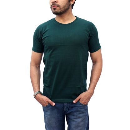Stylintellect Bottle Green Crew Neck T-shirt | UNISEX | Regular Fit