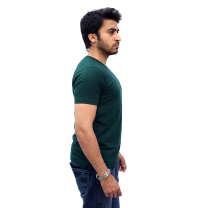 Stylintellect Bottle Green Crew Neck T-shirt | UNISEX | Regular Fit