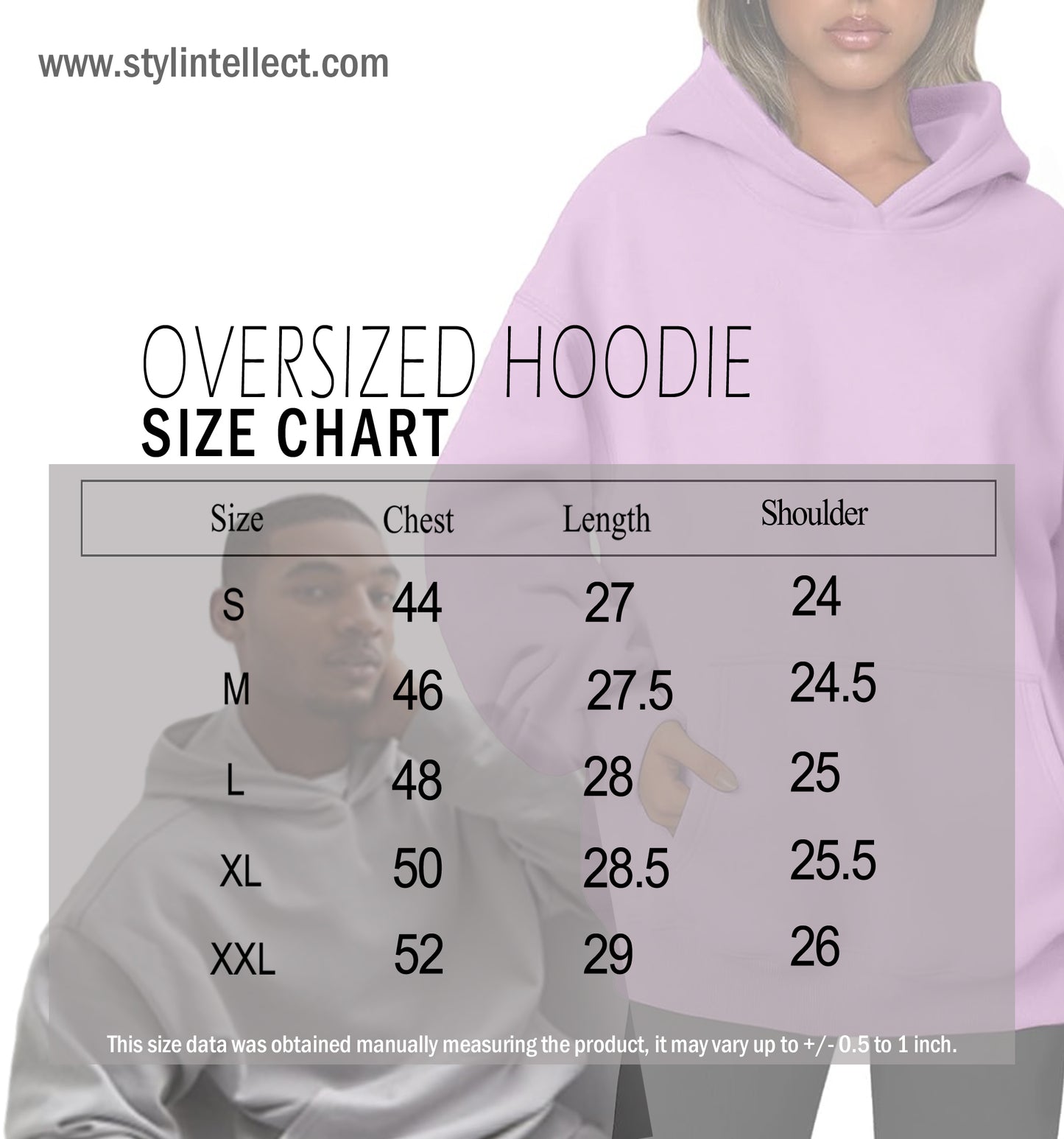 Stylintellect Solid Oversized Fit Premium Quality Cotton Hoodie | Biowash| Silicon wash | Grey Unisex Plus Size Hoodie | Free Shipping