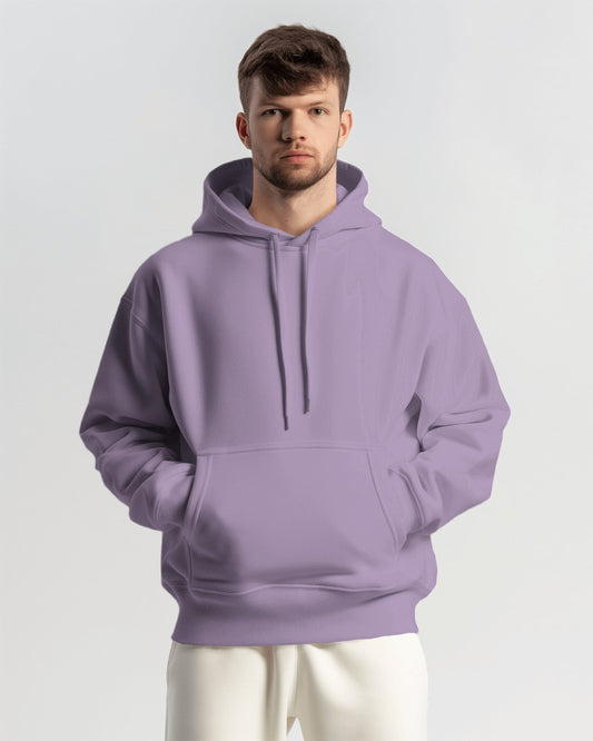 Stylintellect Solid Oversized Fit Premium Quality Cotton Hoodie | Biowash| Silicon wash | Lavender Unisex Plus Size Hoodie | Free Shipping