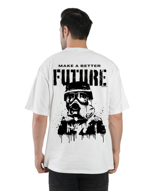 Stylintellect Men's Oversized Fit Graphic Print Round Neck Half Sleeves T-shirt | FUTURE | Free Shipping